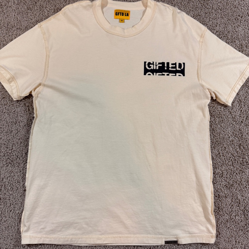 GFTD LA Graphic Tee Mens Medium Cream Excellent Eye Spiral Future Blessings